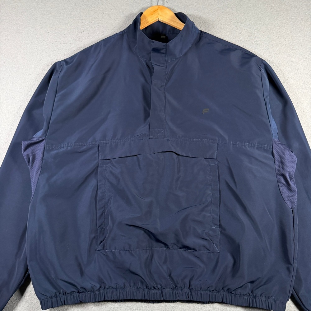 Fabletics The Outpost Anorak Men Navy Windbreaker Jacket XXL Quarter Zip‎ Pocket